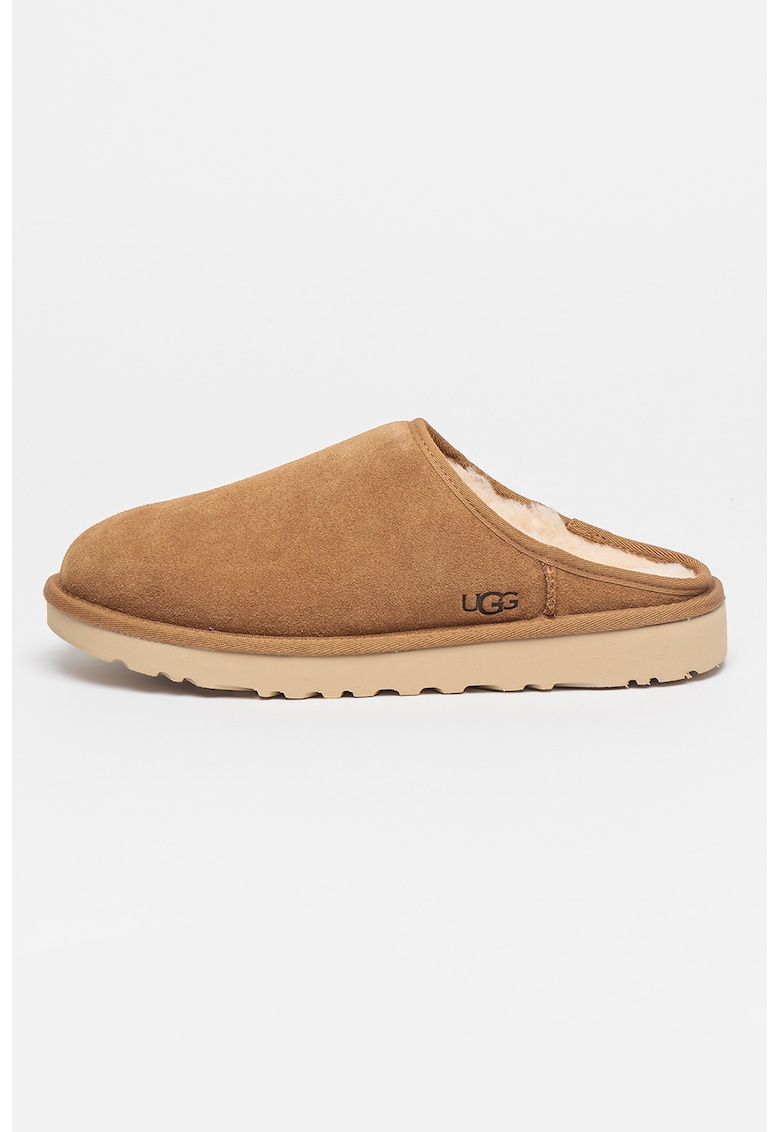 Papuci de casa de piele intoarsa Classic - Maro camel