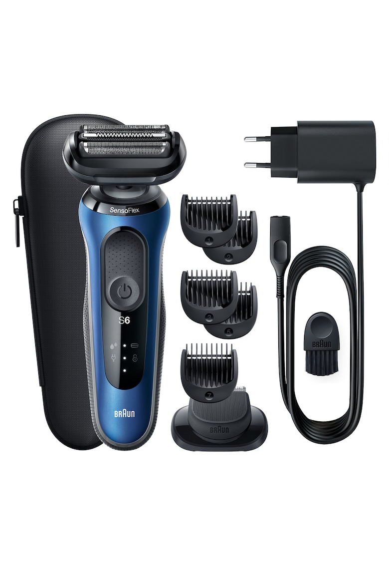 Aparat de ras electric Series 6 61-N7650CC Wet&Dry - AutoSense - 4 elemente de taiere - SensoFlex - Statie de incarcare si curatare Smart Care - accesorii pentru barba si ingrijire corporala - Trusa de voiaj - Gri