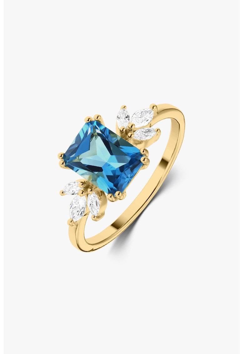 Inel placat cu aur de 14K decorat cu topaz si zirconia