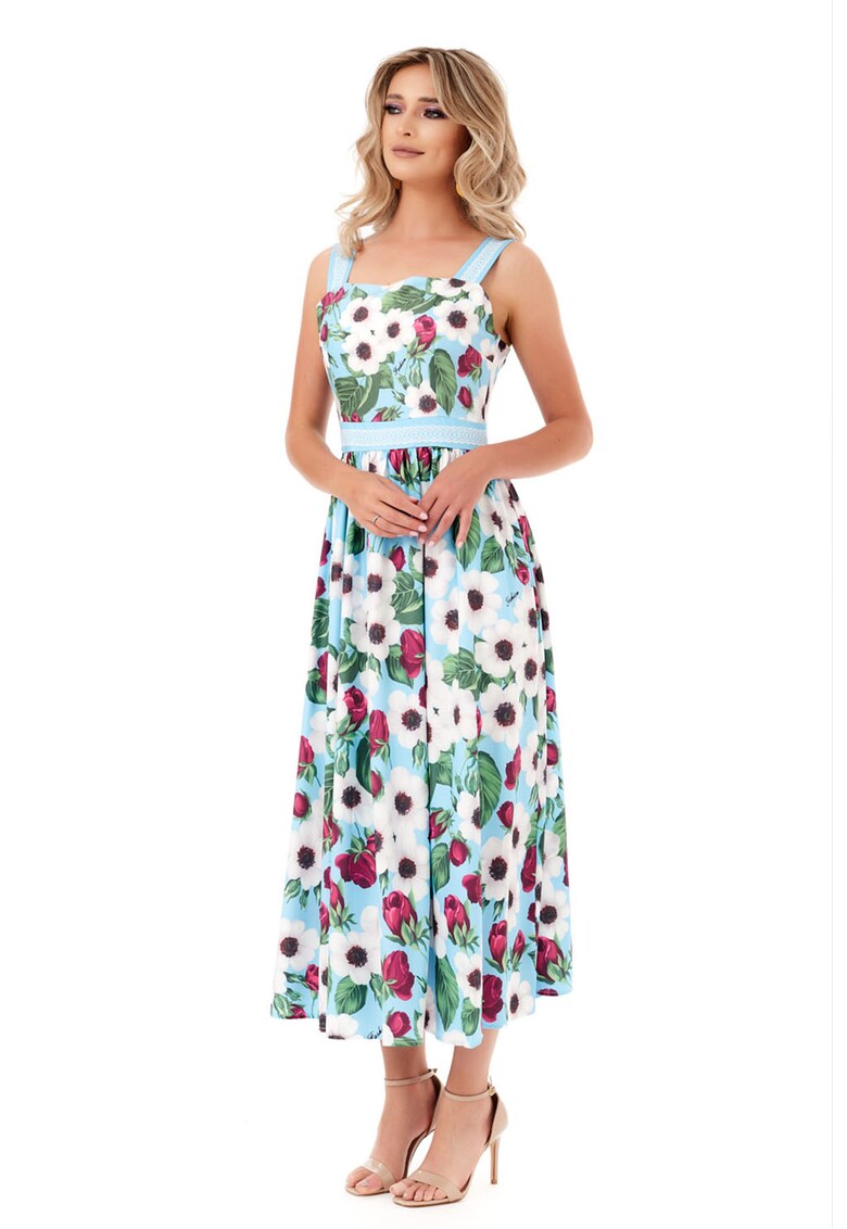 Rochie evazata cu imprimeu floral