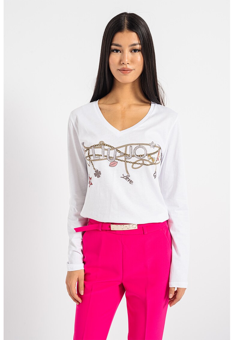 Bluza cu decolteu in V si imprimeu grafic