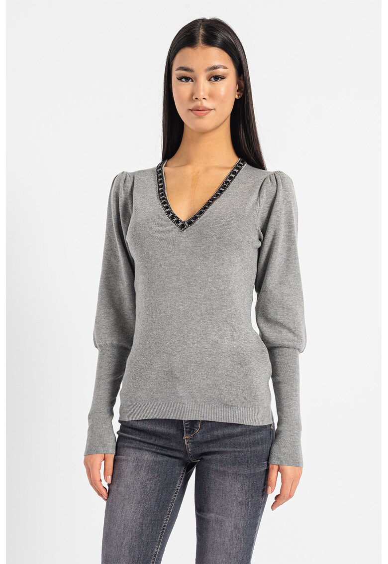 Liu Jo Пуловер с шпиц и декоративни камъни за Жени Liu Jo Пуловер с шпиц и декоративни камъни за Жени