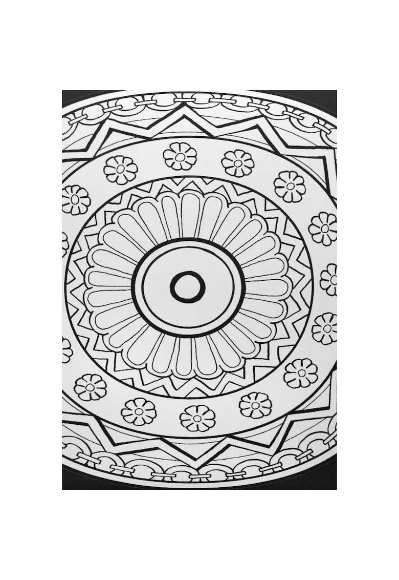 Perna decorativa imprimeu Mandala - 45x45 cm - Alb/Negru
