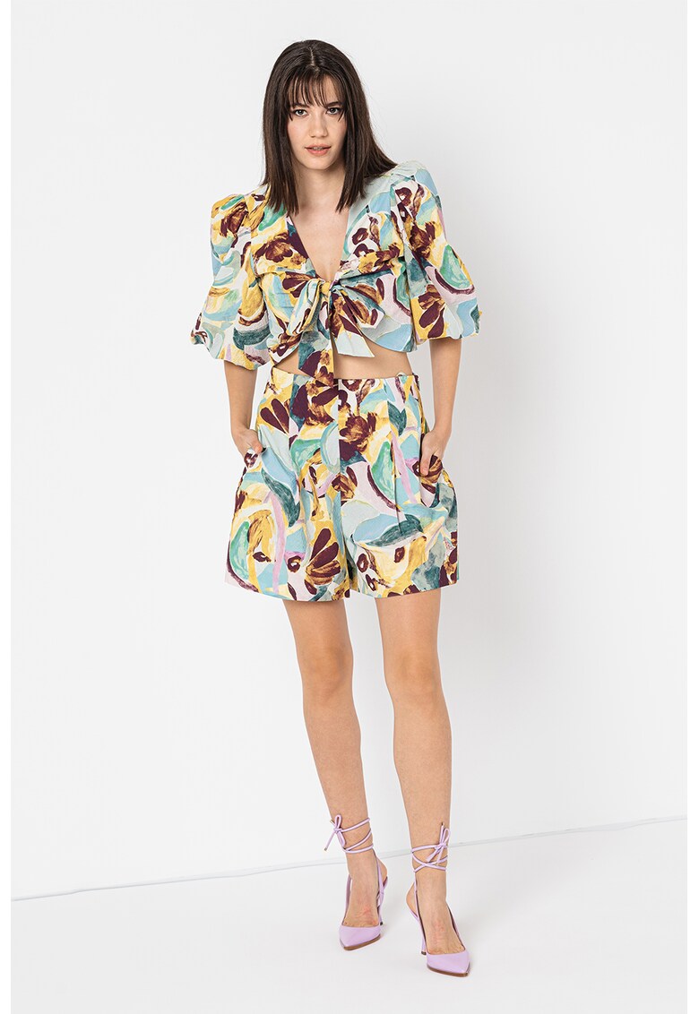 Ted Baker Шорти Quinzz с висока талия и абстрактна шарка за Жени Ted Baker Шорти Quinzz с висока талия и абстрактна шарка за Жени