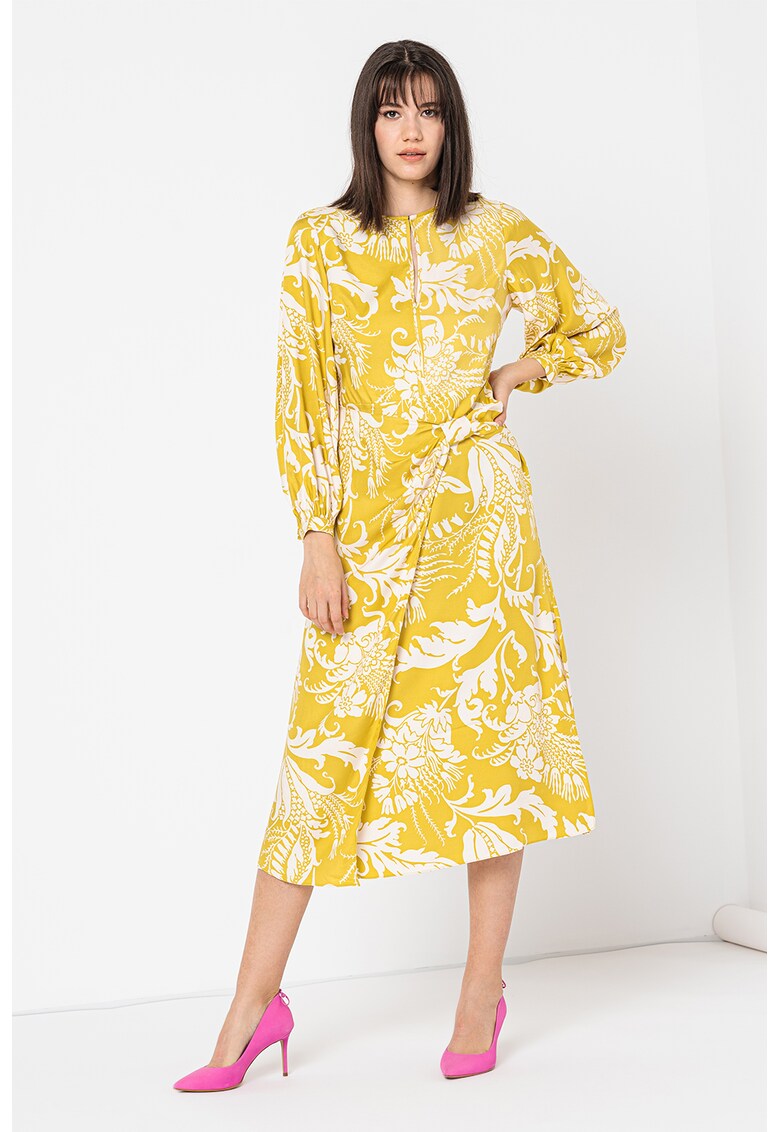 Rochie cu model floral si detaliu petrecut Saraiy