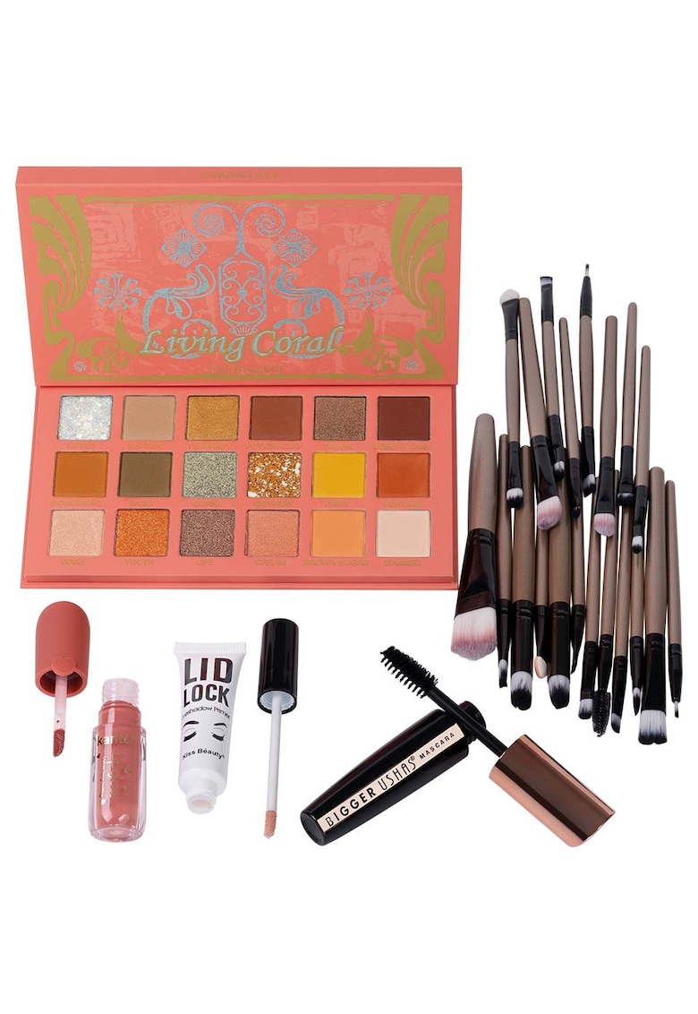 Set Machiaj -  18 Fard - Pensule - Ruj - Primer - Mascara