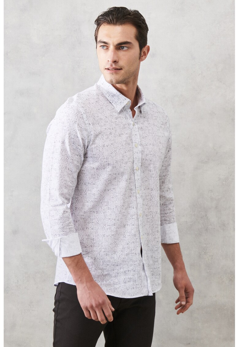 Camasa de bumbac cu model si guler clasic Camasa de bumbac cu model si guler clasic AC&Co
