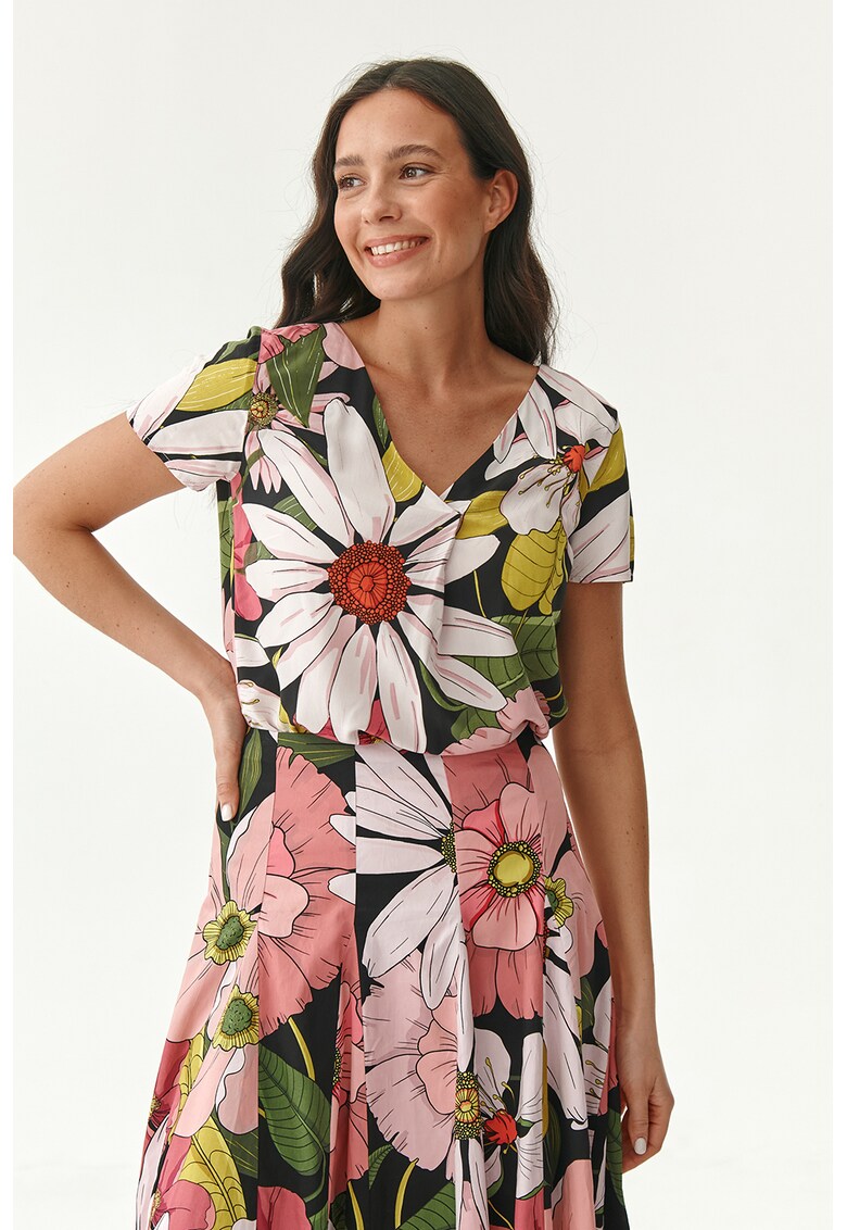 Bluza cu decolteu in V si imprimeu floral Kalia