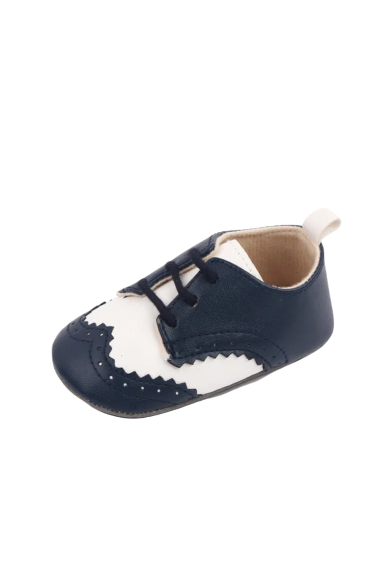 Pantofiori Eleganti - Piele ecologica - Baieti - Alb/Bleumarin