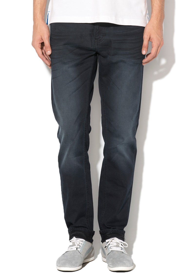 Jeansi slim fit albastru inchis cu aspect decolorat Oregon