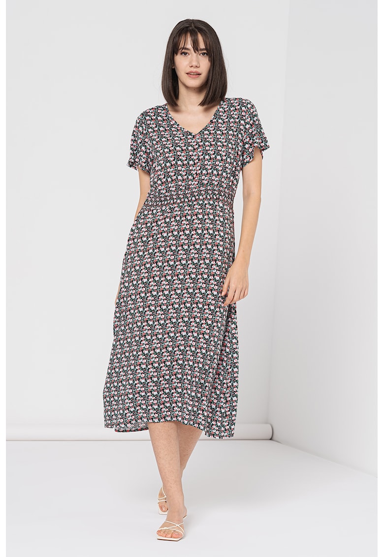 Rochie cu model floral si decolteu in V