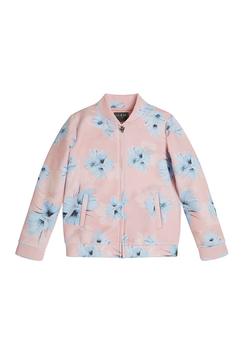 Bluza sport cu fermoar si model floral