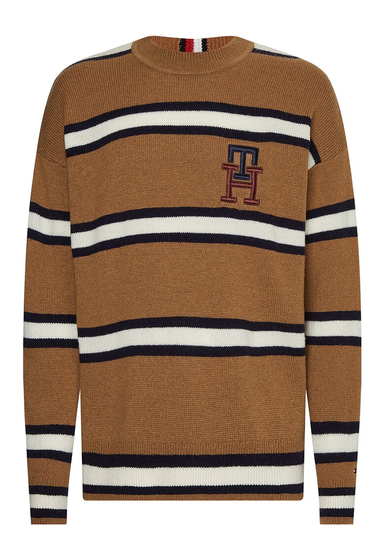 Tommy Hilfiger Раиран пуловер с вълна с лого за Мъже Tommy Hilfiger Раиран пуловер с вълна с лого за Мъже
