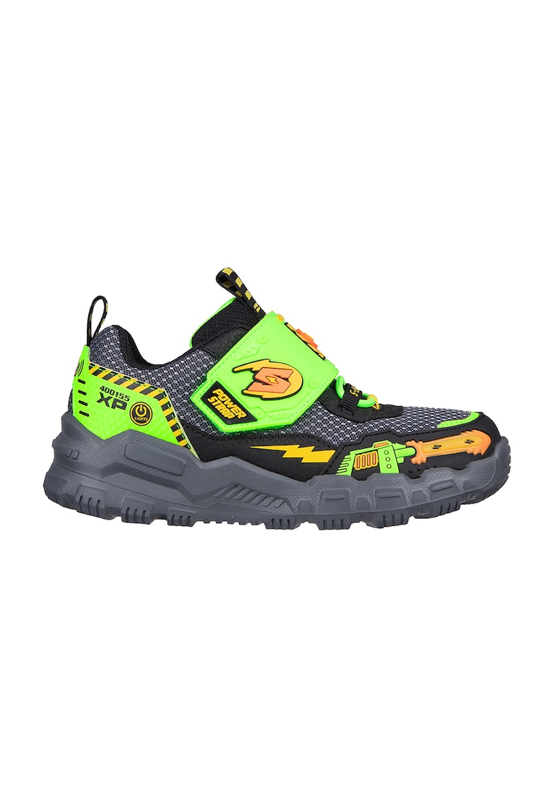 Pantofi sport cu LED-uri Adventure Track-Soun - Negru/Portocaliu/Verde lime