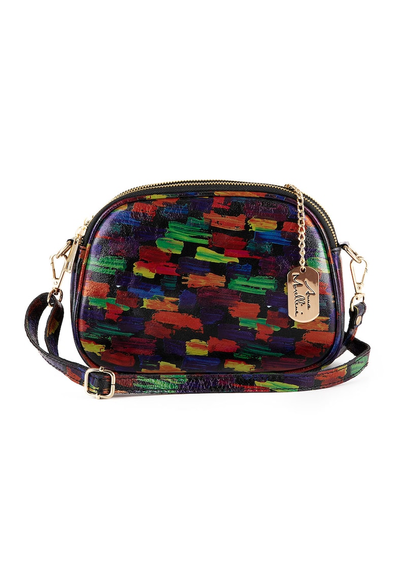 Geanta crossbody de piele cu imprimeu