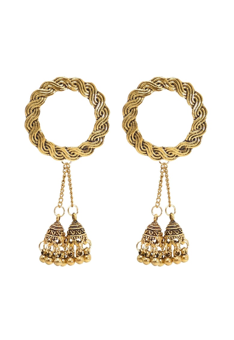 Cercei aurii - stil indian - cu clopotei - Sandra C20 - Cercei aurii - stil indian - cu clopotei - Sandra C20 -