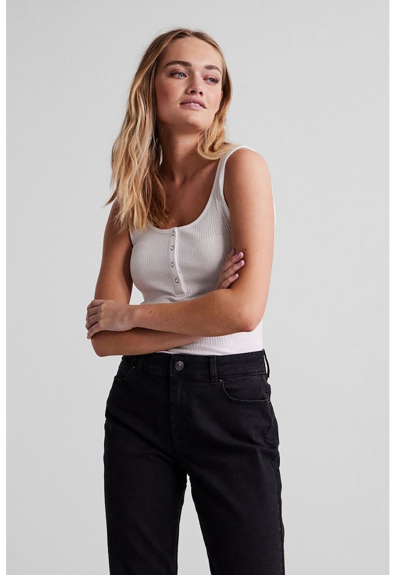 Top din amestec de bumbac organic cu decolteu henley