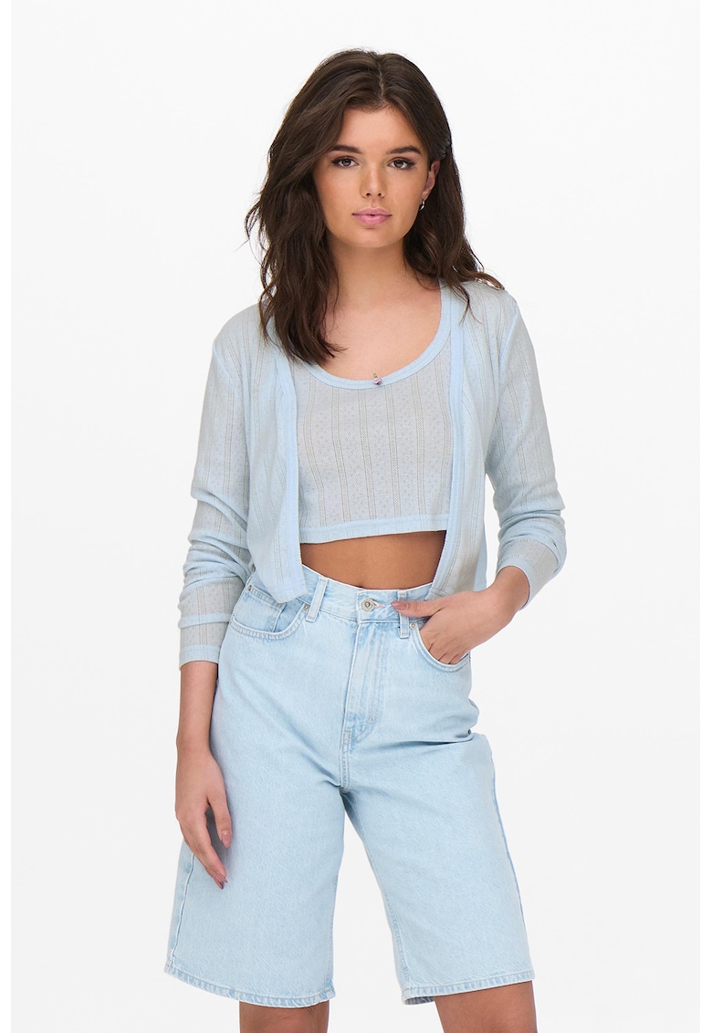 Set de top crop si cardigan fara inchidere