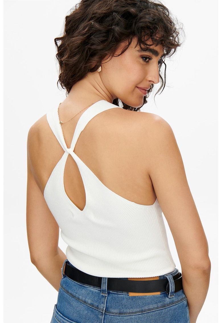 Top striat cu decolteu in V