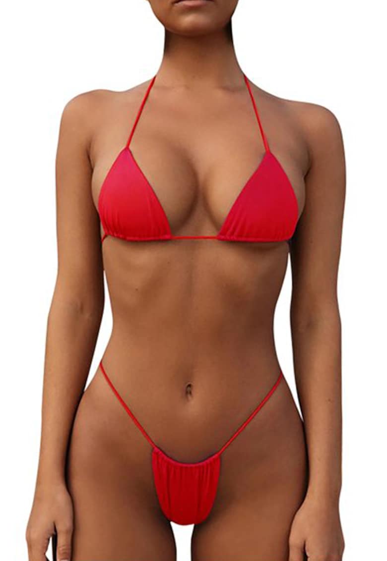 Costum de baie dama - 2 piese - cu sutien reglabil - chilot tanga reglabil - EFAYN