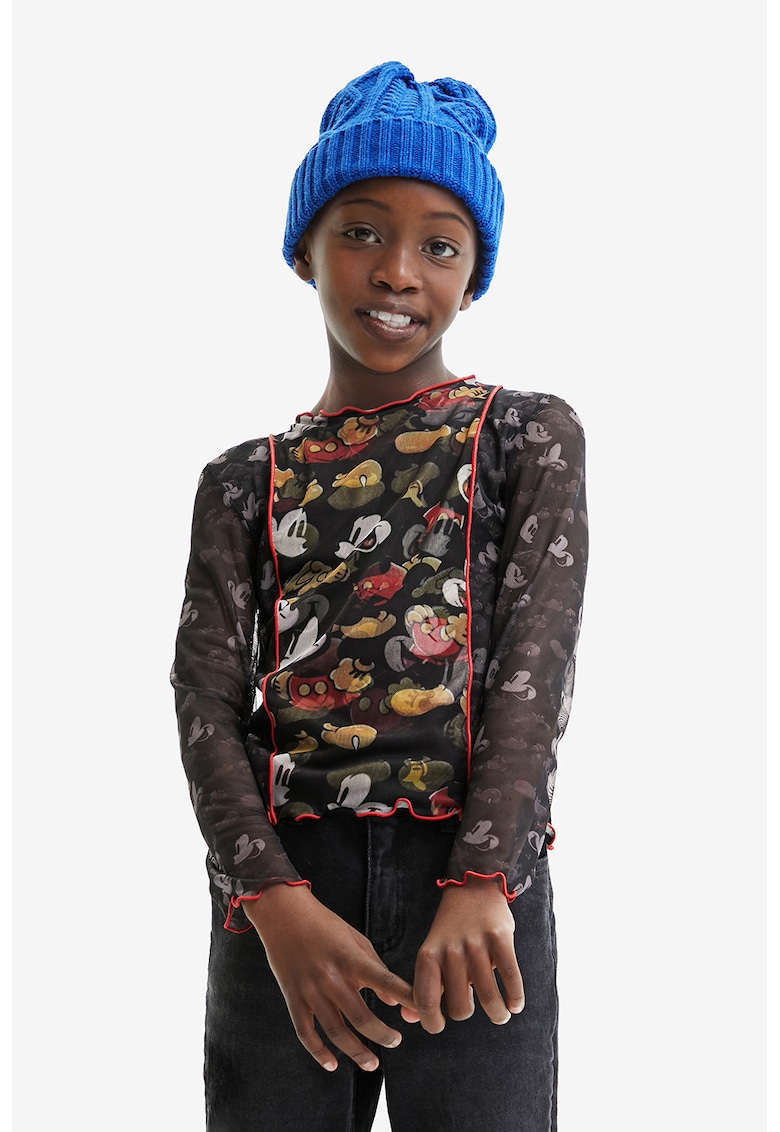 Bluza semitransparenta cu imprimeu Mickey Mouse