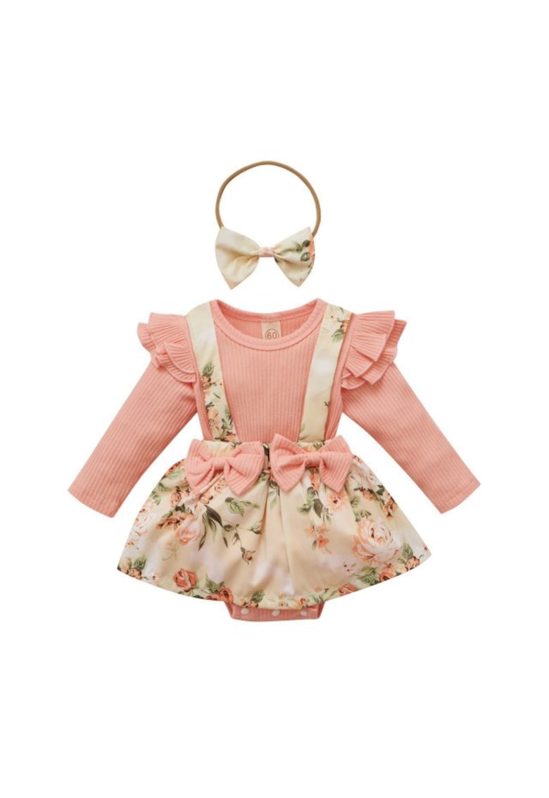 Rochie Cu Maneca Lunga - Flowers - Bumbac - Fete - Multicolor