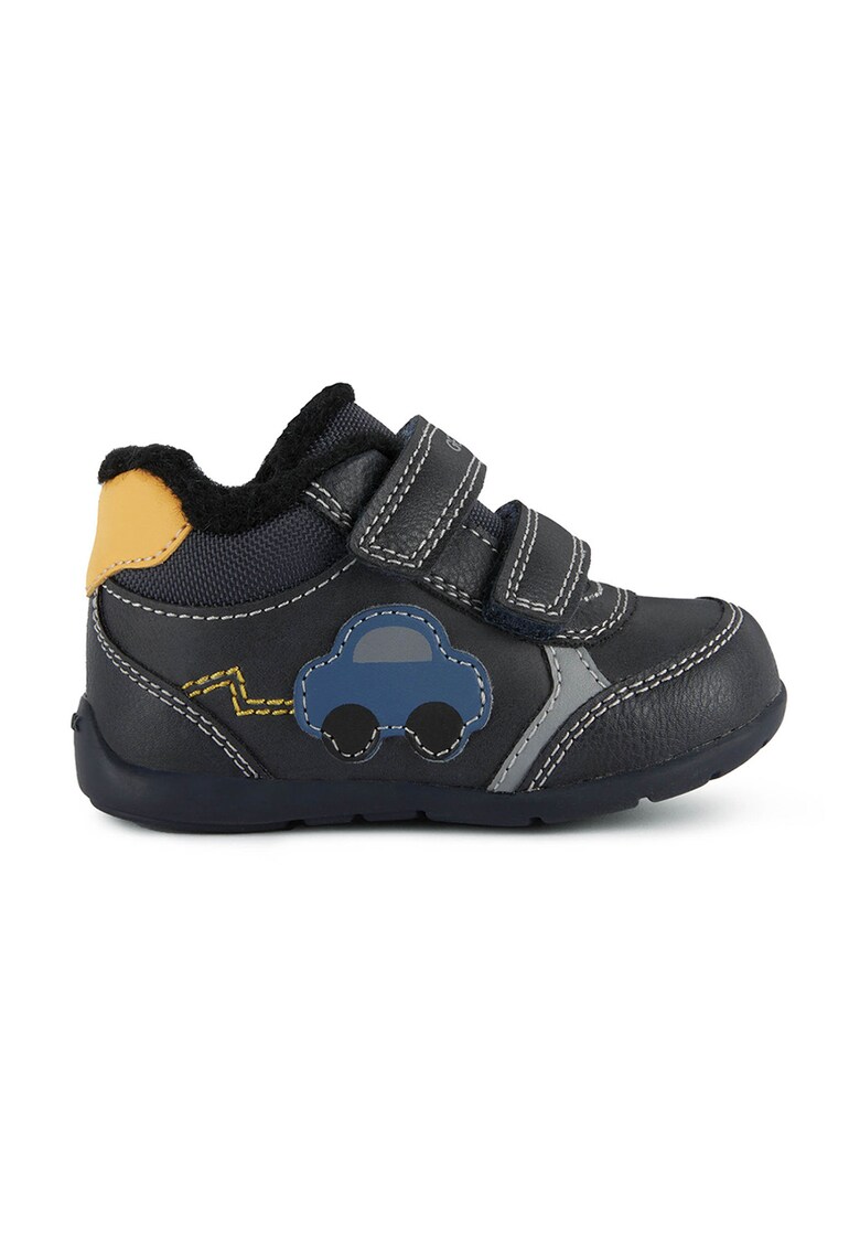 Pantofi sport de piele ecologica cu aplicatie si velcro