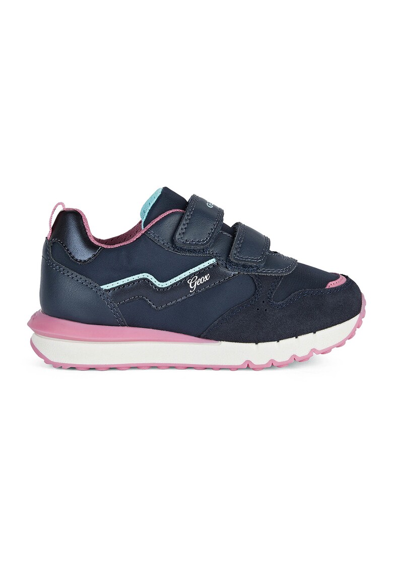 Pantofi sport cu velcro si garnituri de piele intoarsa
