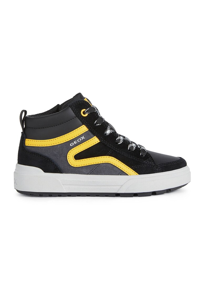 Pantofi sport mid-high de piele intoarsa si piele ecologica