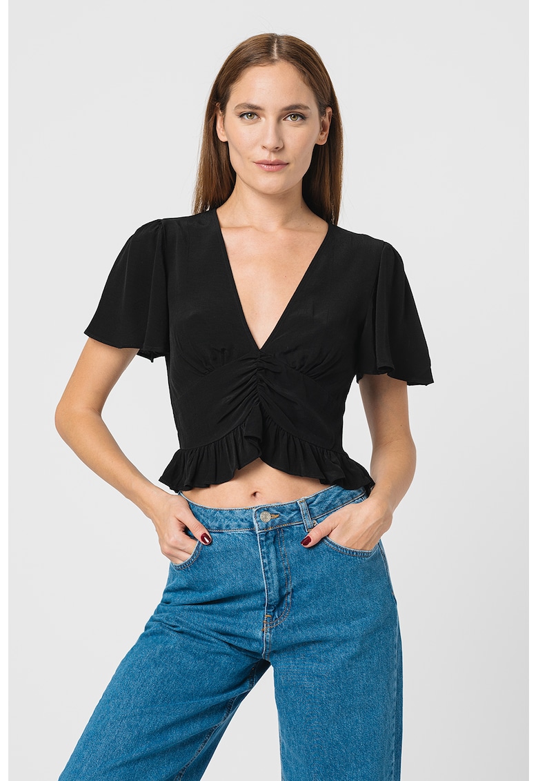 Bluza crop cu decolteu in V