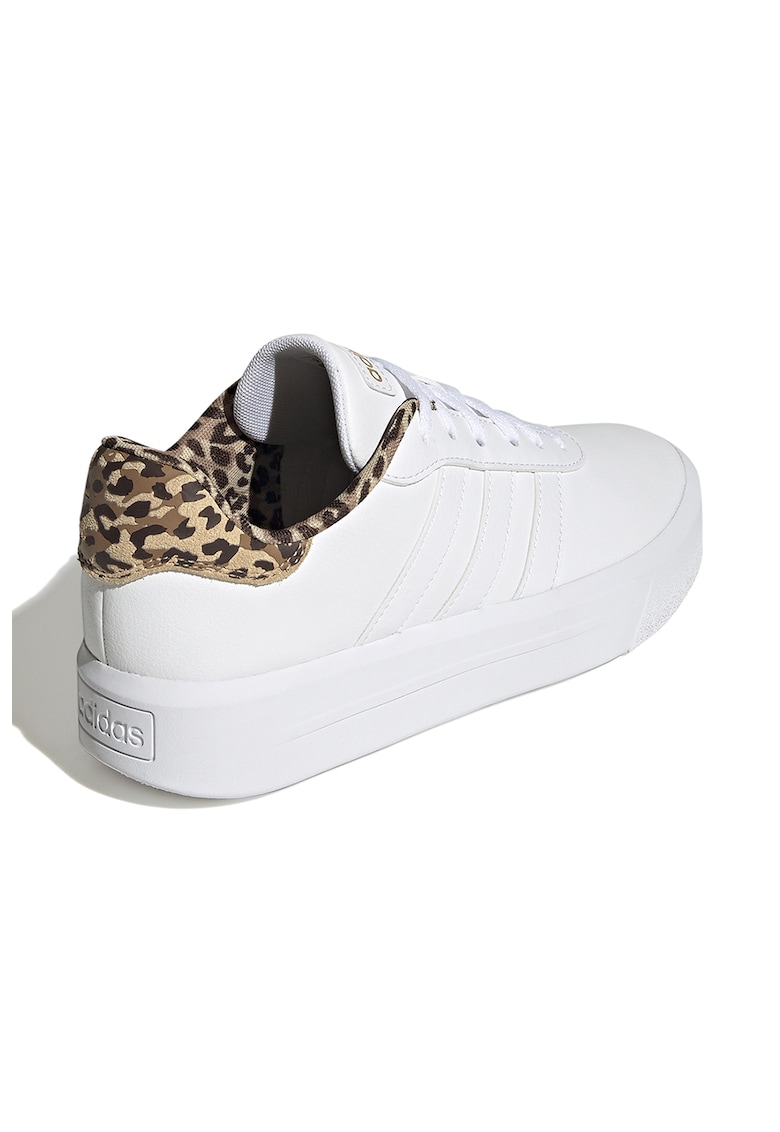 Pantofi sport de piele ecologica cu detaliu animal print si platforma Court