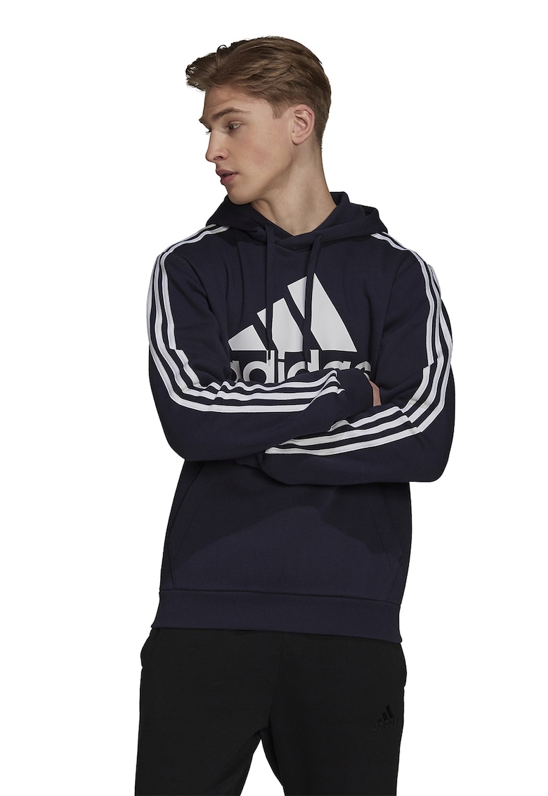 Hanorac cu logo Essentials 3-Stripes - Alb murdar/Bleumarin