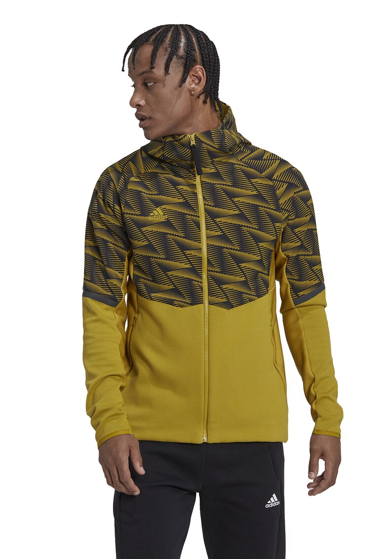 adidas Sportswear Худи с цип и абстрактна шарка за Мъже adidas Sportswear Худи с цип и абстрактна шарка за Мъже