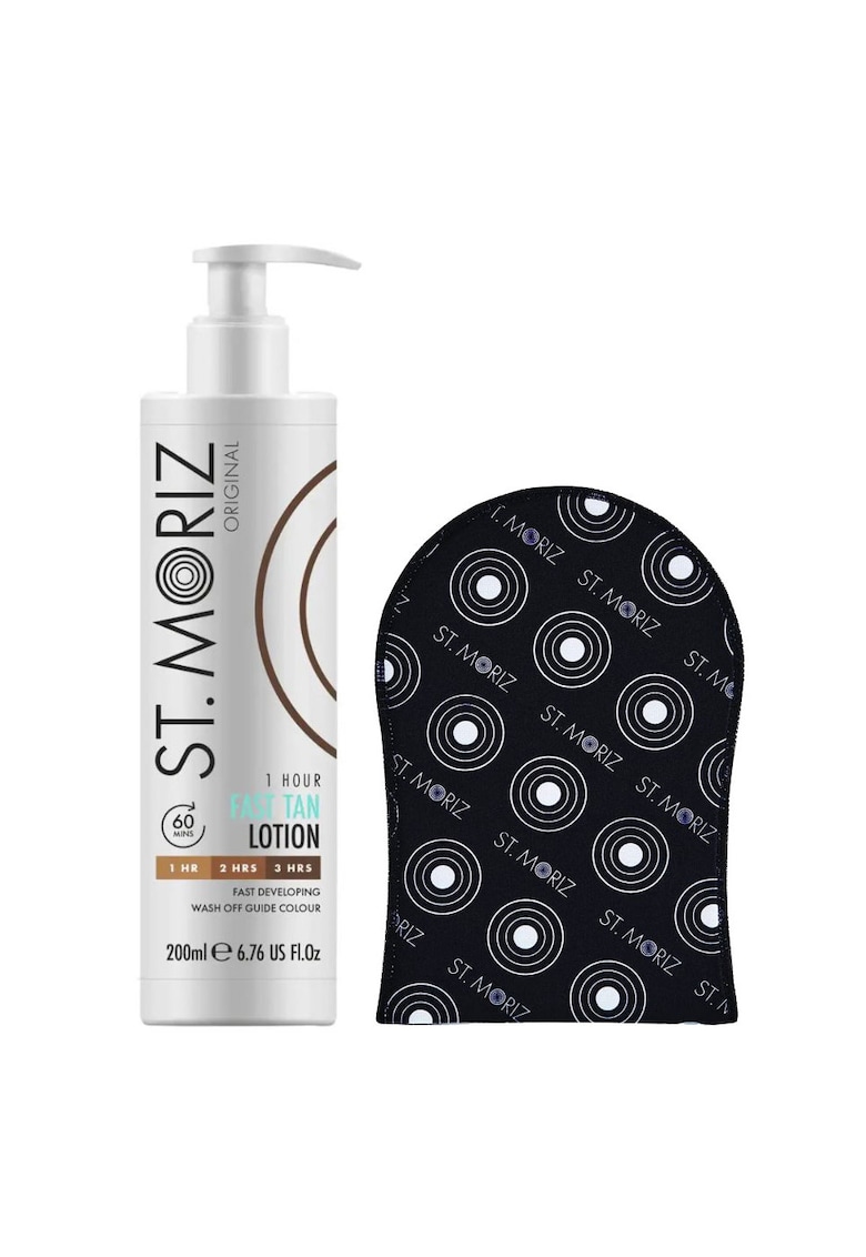 Set pentru Autobronzare Profesionala ST MORIZ cu Lotiune Fast Tan 1 Hour | 2 Hrs | 3 Hrs si Manusa - 200 ml