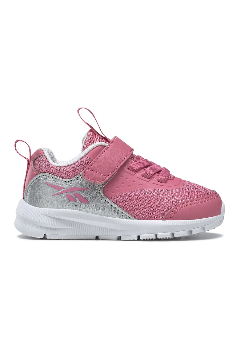 Pantofi sport cu velcro si garnituri de plasa Rush Runner 4.0 - Roz prafuit/Argintiu