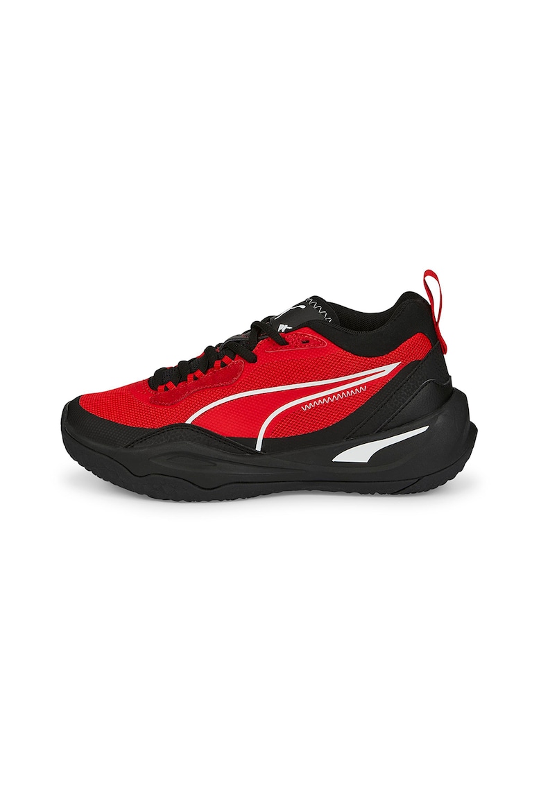 Pantofi sport cu insertii de plasa Playmaker - Negru/Rosu inchis