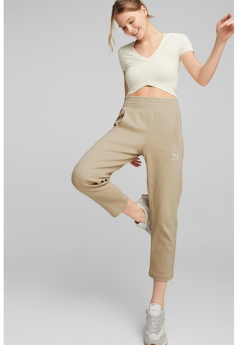 Pantaloni sport crop cu talie inalta T7 DK