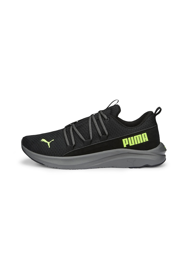Pantofi cu logo contrastant pentru alergare Softride One4all - Negru/Verde neon