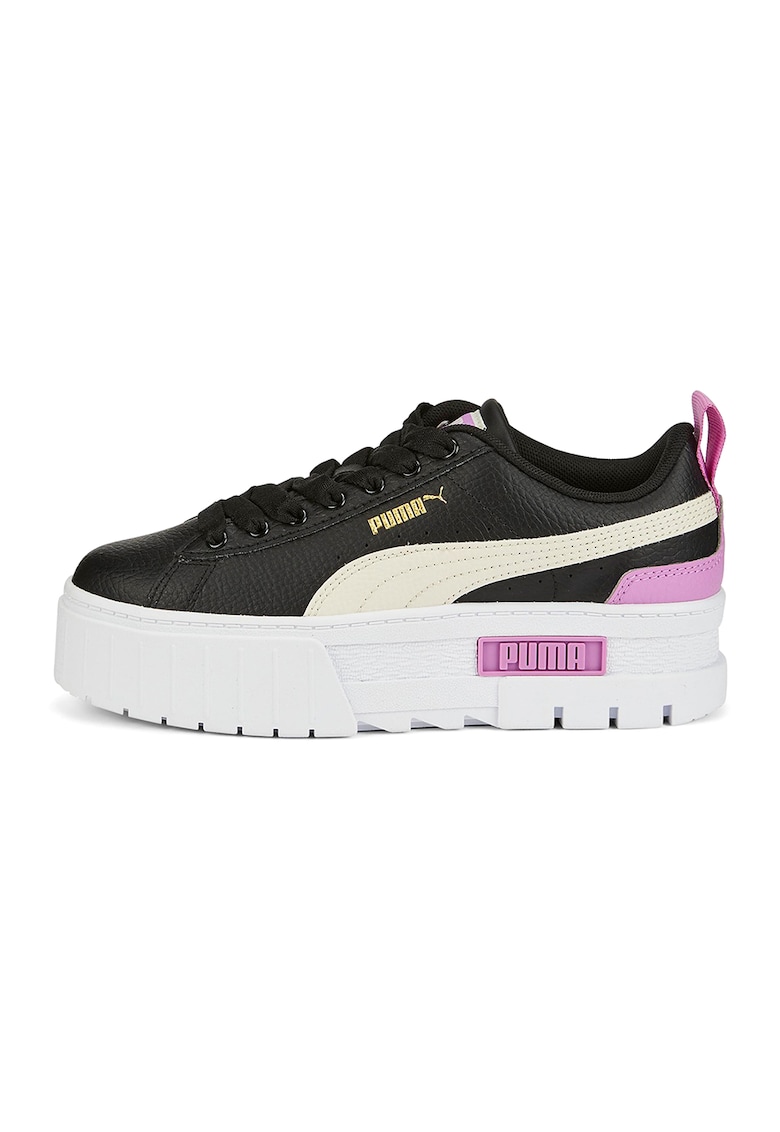 Pantofi sport Mayze de piele cu insertii sintetice - Negru/Maro nisip/Lila