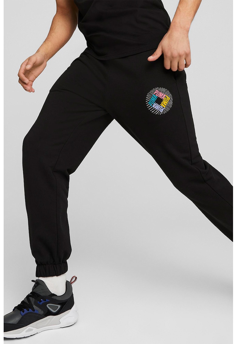 Pantaloni sport cu imprimeu logo swxp