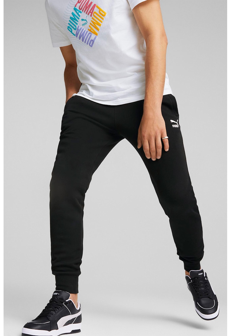 Pantaloni sport cu model uni si snur de ajustare in talie