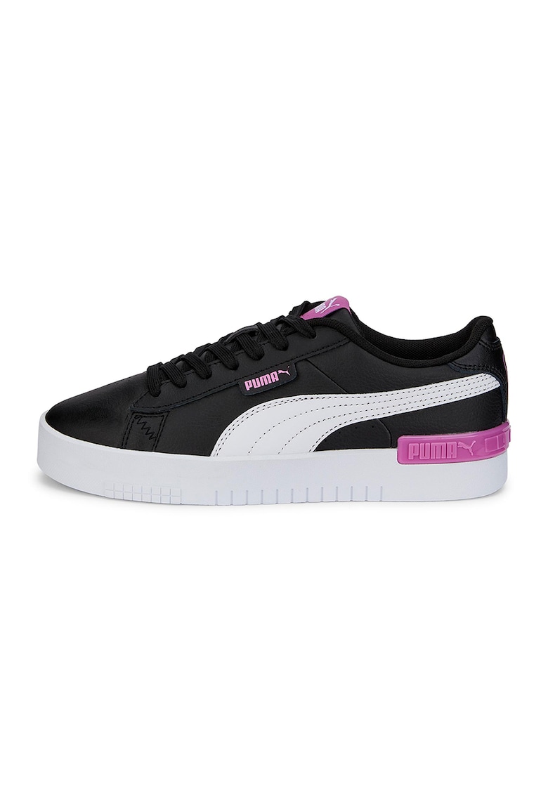 Pantofi sport de piele si piele ecologica Jada Youth - Alb/Negru/Roz