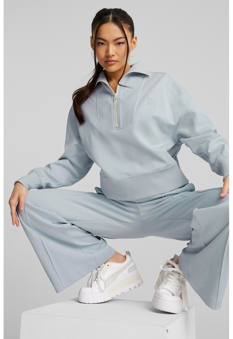 Bluza sport cu guler inalt Infuse - Albastru prafuit