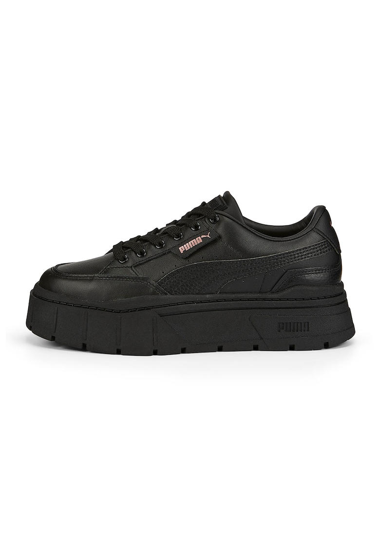 Panofi sport flatform de piele cu logo Mayze Stack - Negru