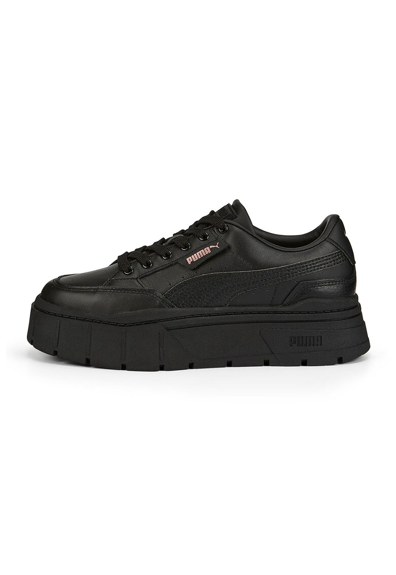 Puma Кожени спортни обувки Mayze Stack с равна платформа и лого за Жени Puma Кожени спортни обувки Mayze Stack с равна платформа и лого за Жени