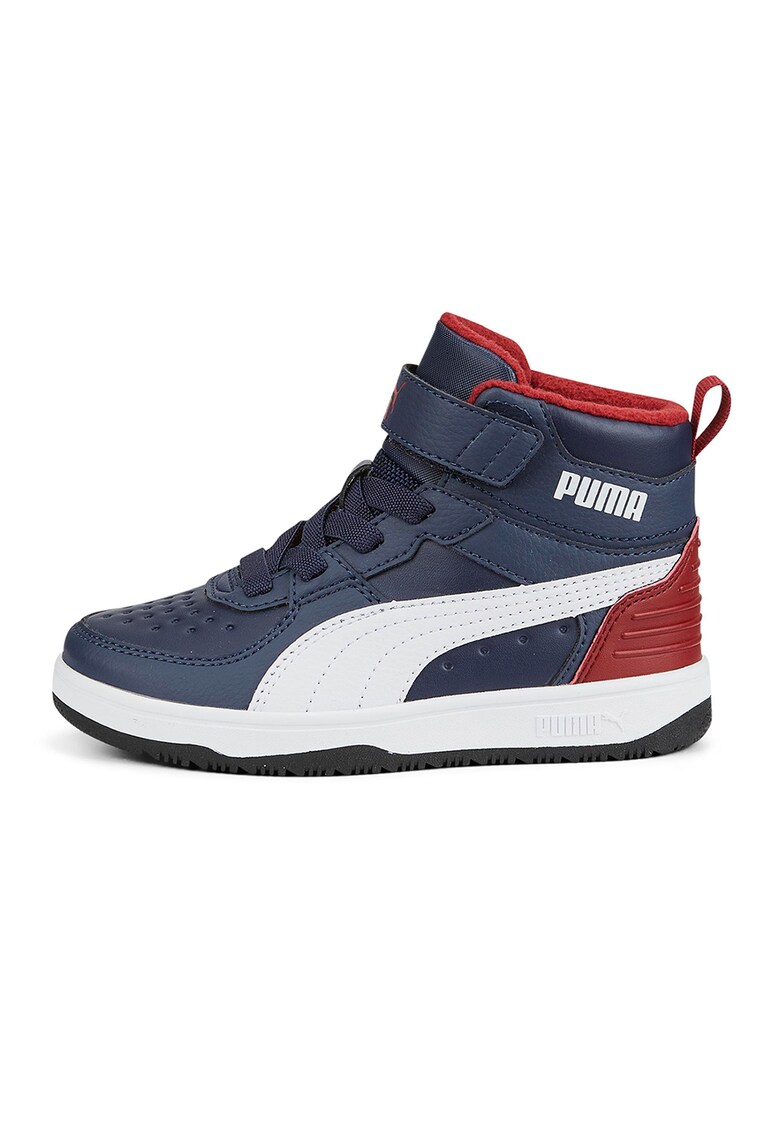 Pantofi sport mid-high de piele ecologica Rebound Rugged - Rosu/Alb/Albastru inchis