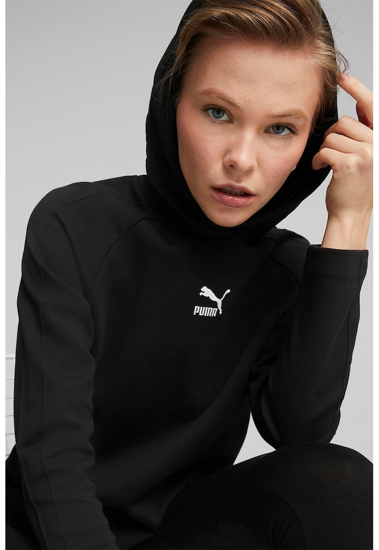 Hanorac relaxed fit cu maneci raglan T7 - Negru