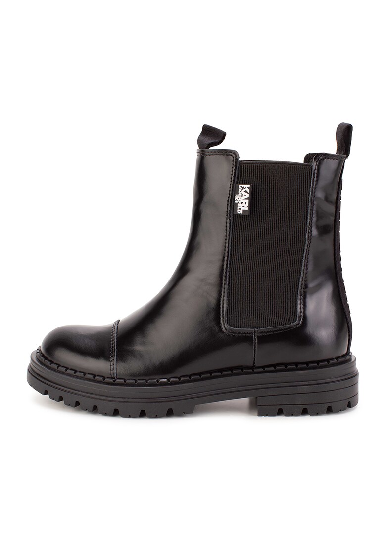 Ghete Chelsea din piele cu aplicatie cap-toe