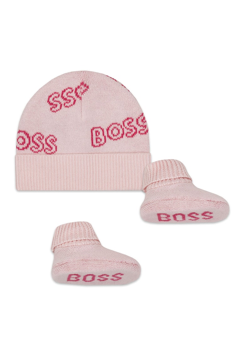 Set de caciula si cizme de casa cu logo - 3 piese