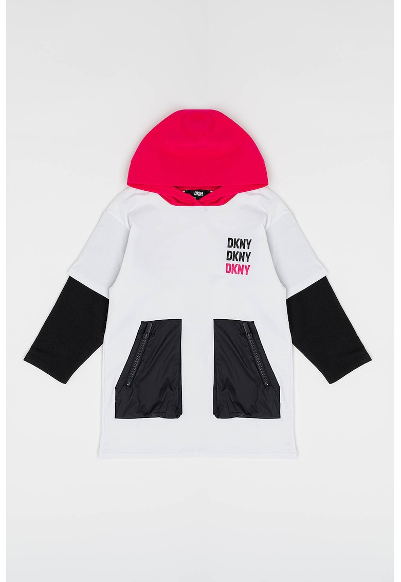 DKNY Рокля с качулка и лого за Момичета DKNY Рокля с качулка и лого за Момичета